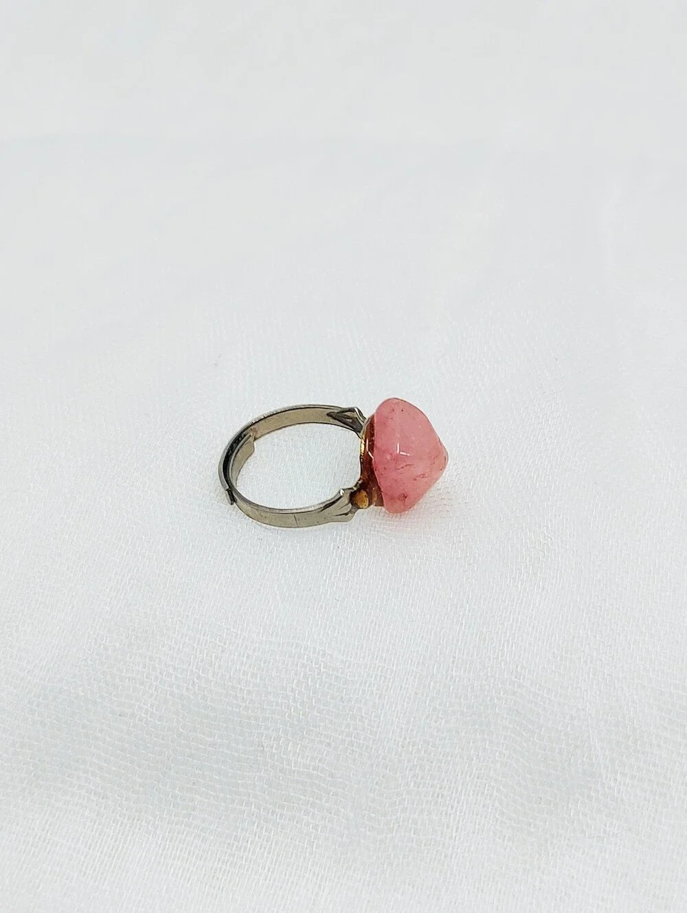 Size 5 Small Silver Ring With Pink Stone